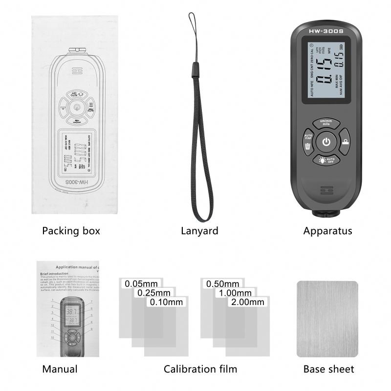 HW-300S 0-2000UM Digital Coating Thickness Gauge Car Paint Film Thickness Tester