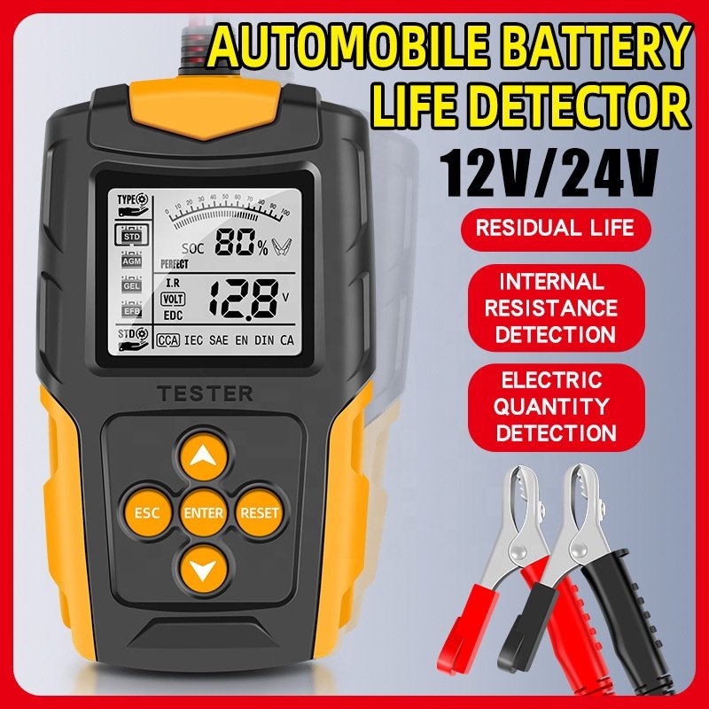 Digital Automatic Car Battery Tester 12V 24V DC Charger Analyzer Capacity Load Tester Cranking System Test