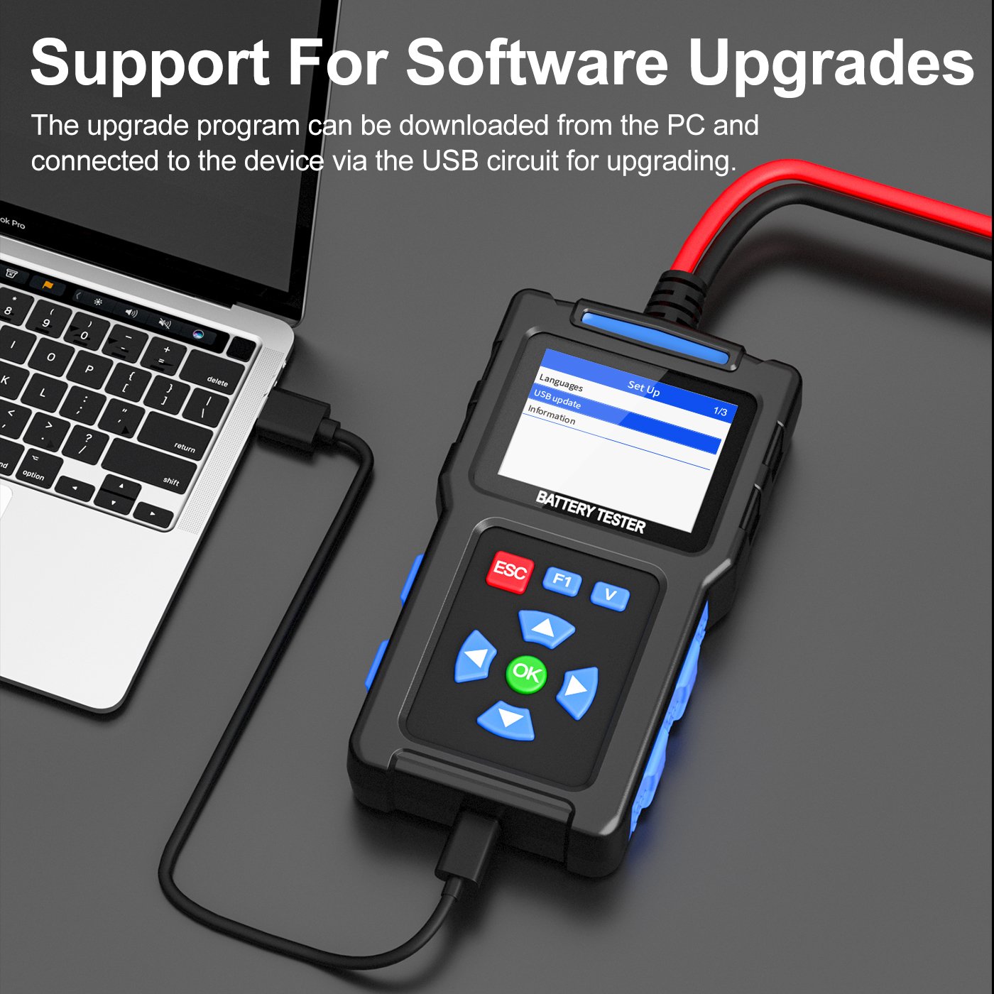 JDiag BT300 12V/24V Universal Car Battery Tester Cranking/Charging Tool for Multilingual Motorcycle Automotive Truck SUV Boat
