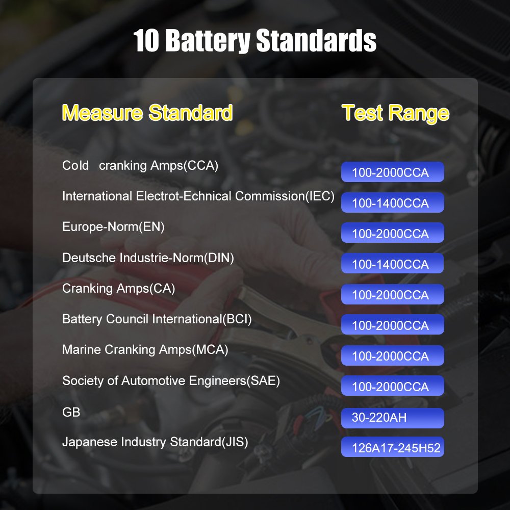 ANCEL BST100 12V Battery Tester Car Battery Analyzer Cranking Charging Circuit Test 220Ah 2000CCA Multilingual Battery Test Tool