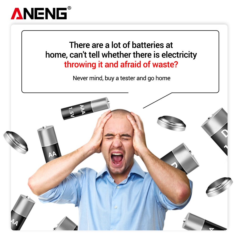 ANENG BT-168 Digital Battery Testers Display Checkered Analyzer Display Lithium Battery Capacity Tester AAA AA Button Cell