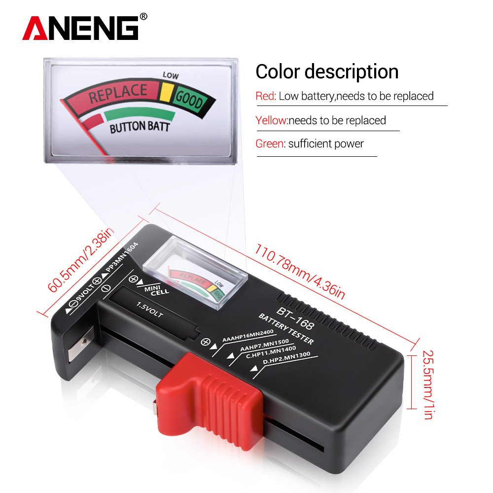 ANENG BT-168 Digital Battery Testers Display Checkered Analyzer Display Lithium Battery Capacity Tester AAA AA Button Cell