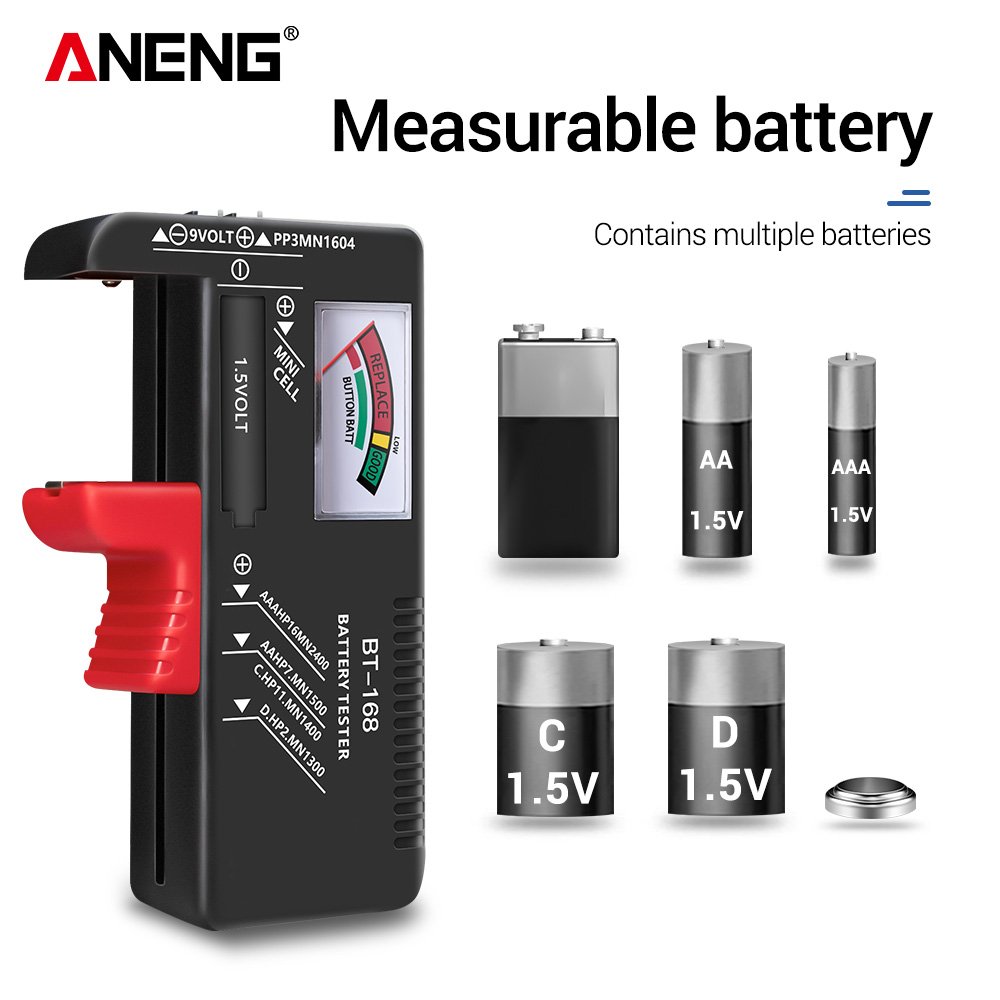 ANENG BT-168 Digital Battery Testers Display Checkered Analyzer Display Lithium Battery Capacity Tester AAA AA Button Cell