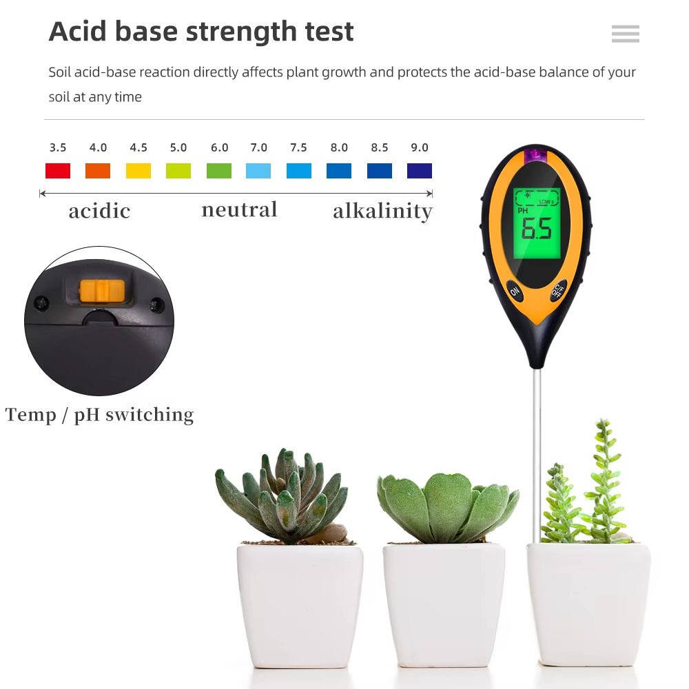 Hot Sale 4 in 1 Soil Meter Tester, Soil Survey Instrument, Soil PH Moisture Temperature Sunlight Test Pen with Backlight