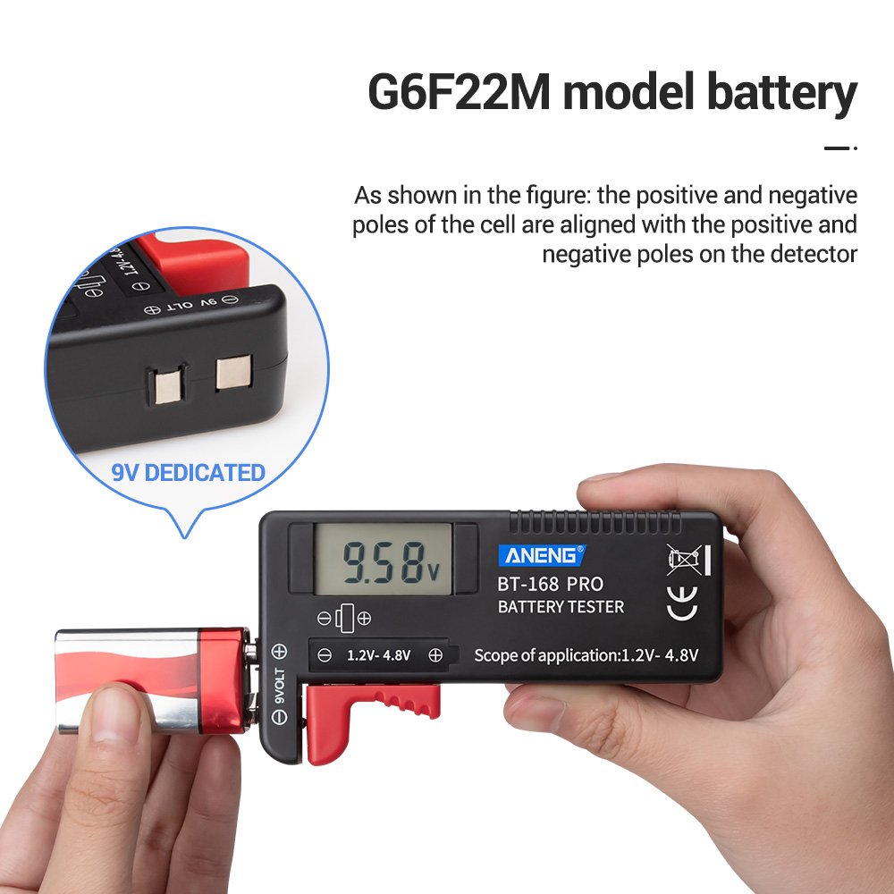 Volt Checker for AA AAA C D 18650 9V 3.7V 1.5V Button Cell Digital LCD Universal Battery Tester