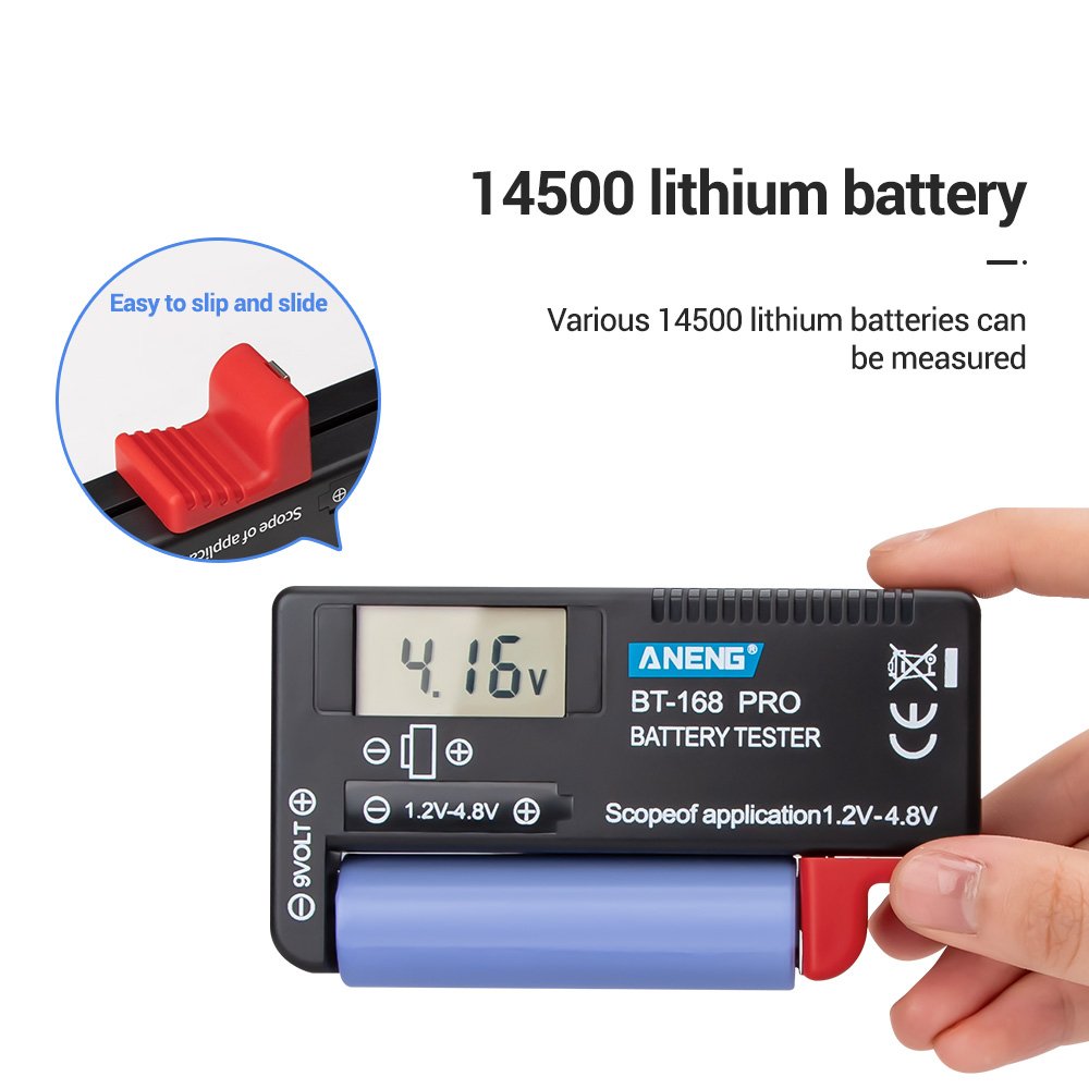 Volt Checker for AA AAA C D 18650 9V 3.7V 1.5V Button Cell Digital LCD Universal Battery Tester