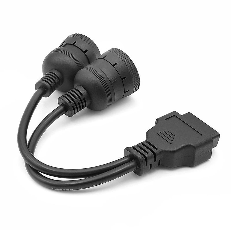 J1939 compatible 9-pin heavy-duty truck OBD adapter diagnostic tool J1708 6-pin connector to OBD 2 16-pin interface Y cable