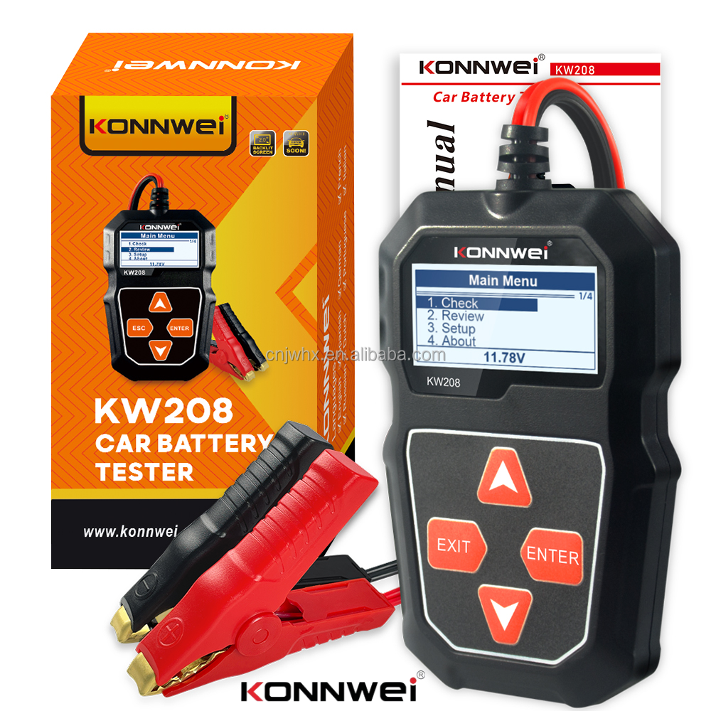 Hot Selling KW208 12V Smart Battery Tester Electrical System Analyzer for Lead acid VRLA AGM GEL EFB batteries