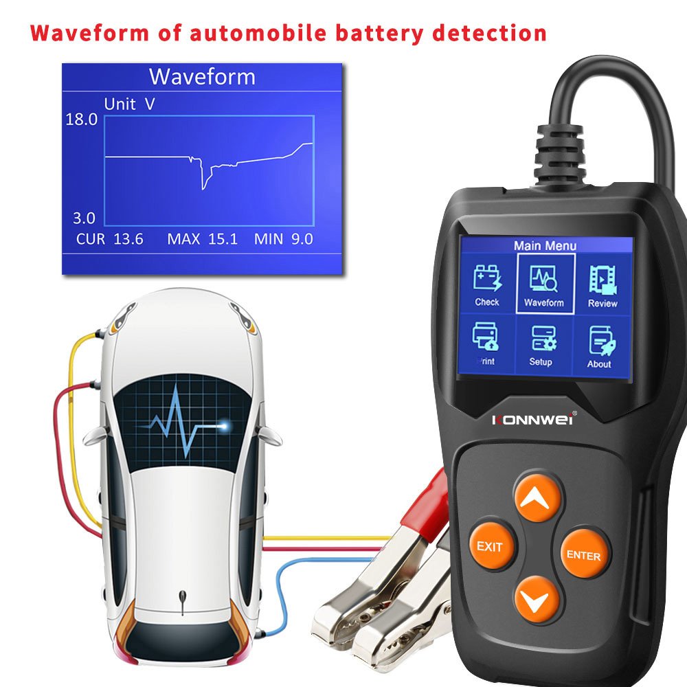 KONNWEI KW600 battery analyzer GEL AGM EFB Lead acid battery tester with CCA SOH SOC battery healthy