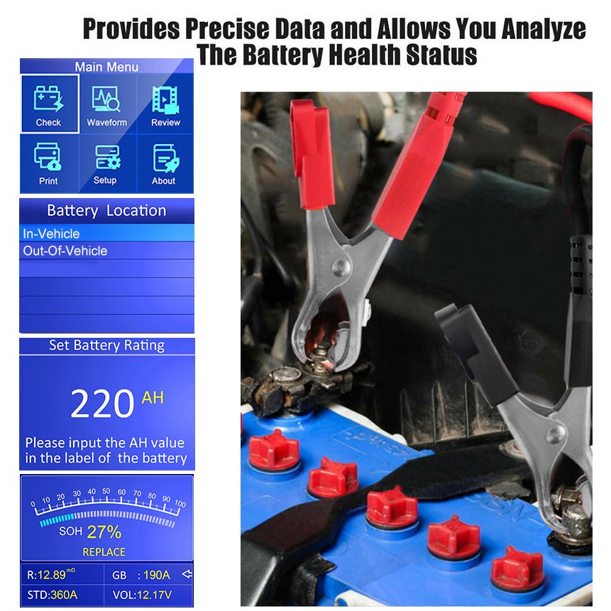 KONNWEI KW600 battery analyzer GEL AGM EFB Lead acid battery tester with CCA SOH SOC battery healthy