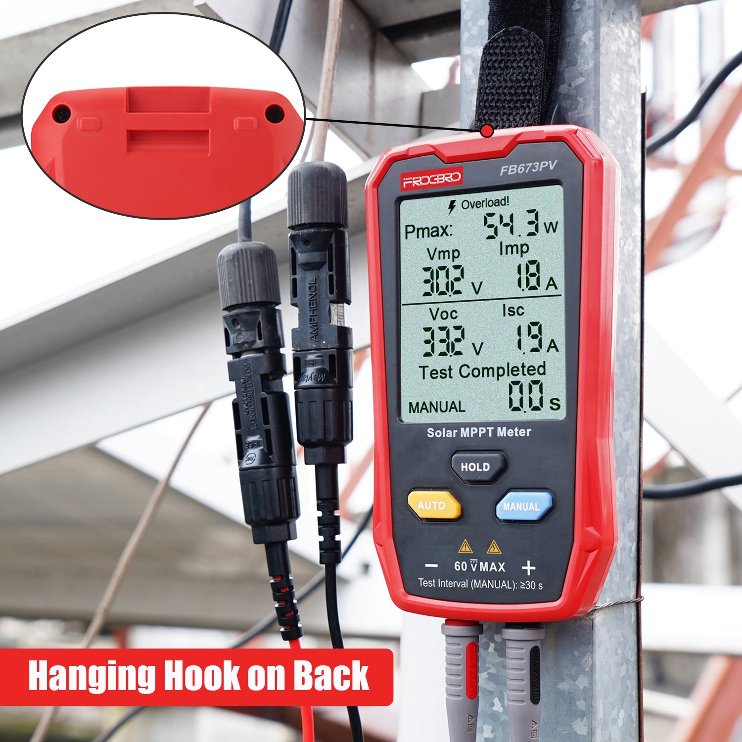 New FB673PV 800w LCD MPPT solar panel pv tester energy meter Smart Current Voltage Tester Digital meter solar power tester VOC