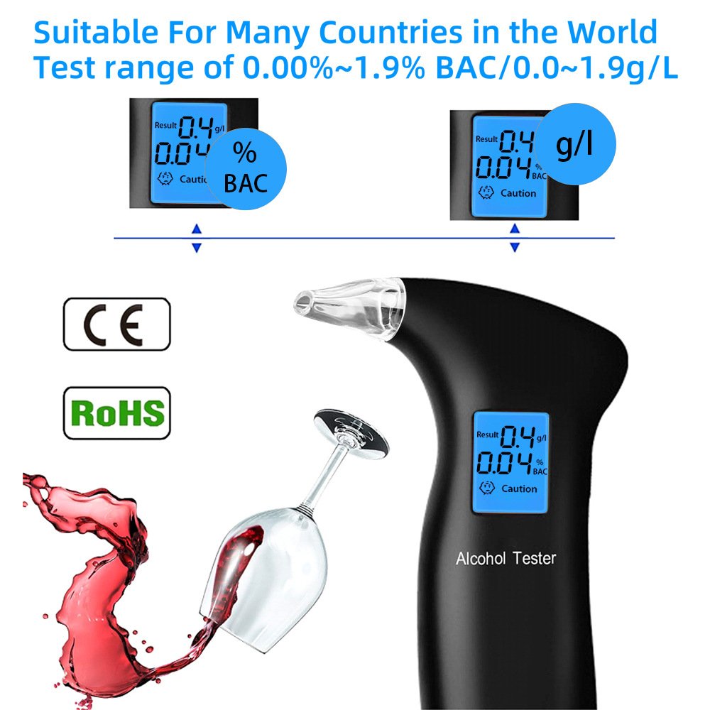 Breath Alcohol Tester Breathalyzer Alcohol Tester With Mouthpieces Breathalyzer Tester Alcohol Detector