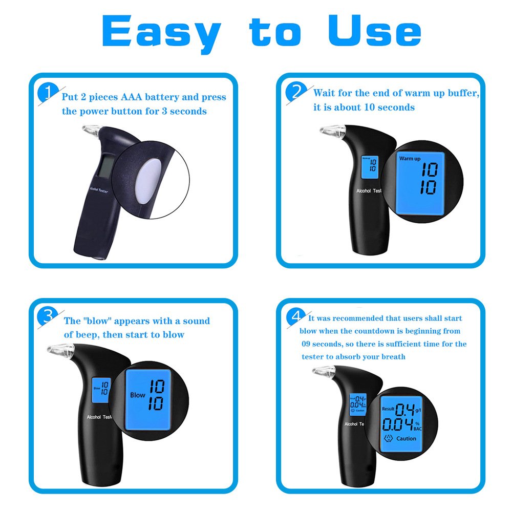 Breath Alcohol Tester Breathalyzer Alcohol Tester With Mouthpieces Breathalyzer Tester Alcohol Detector