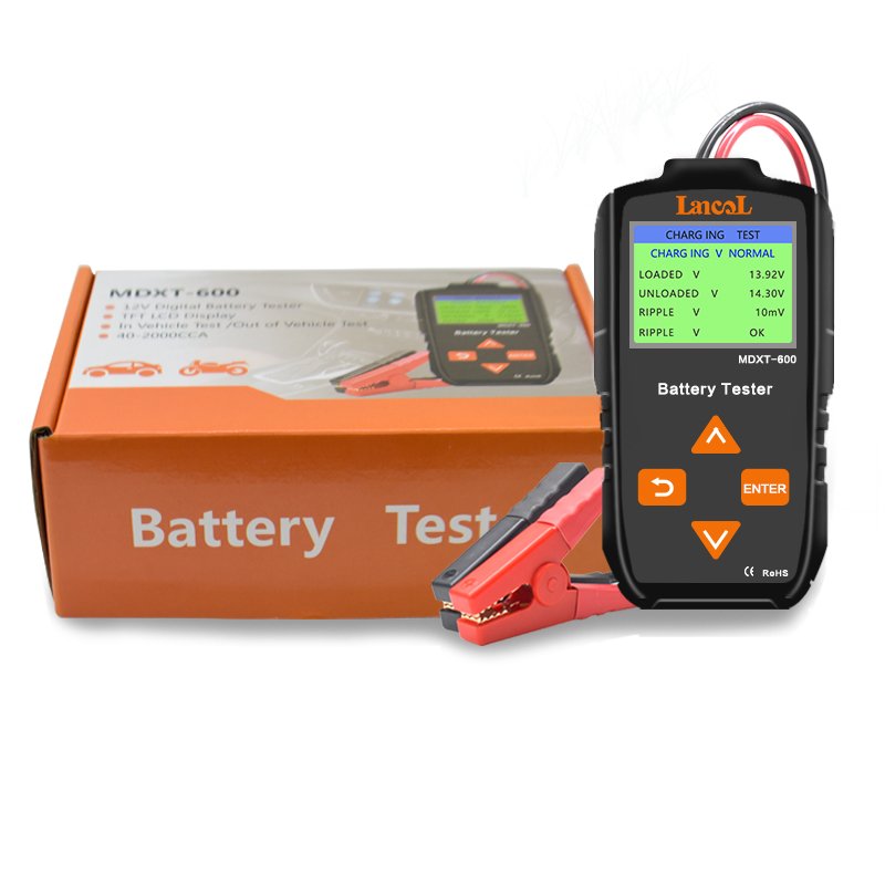 12V Smart Color LCD Screen Car Battery Taster Analyzer 40-2000CCA MDXT-600