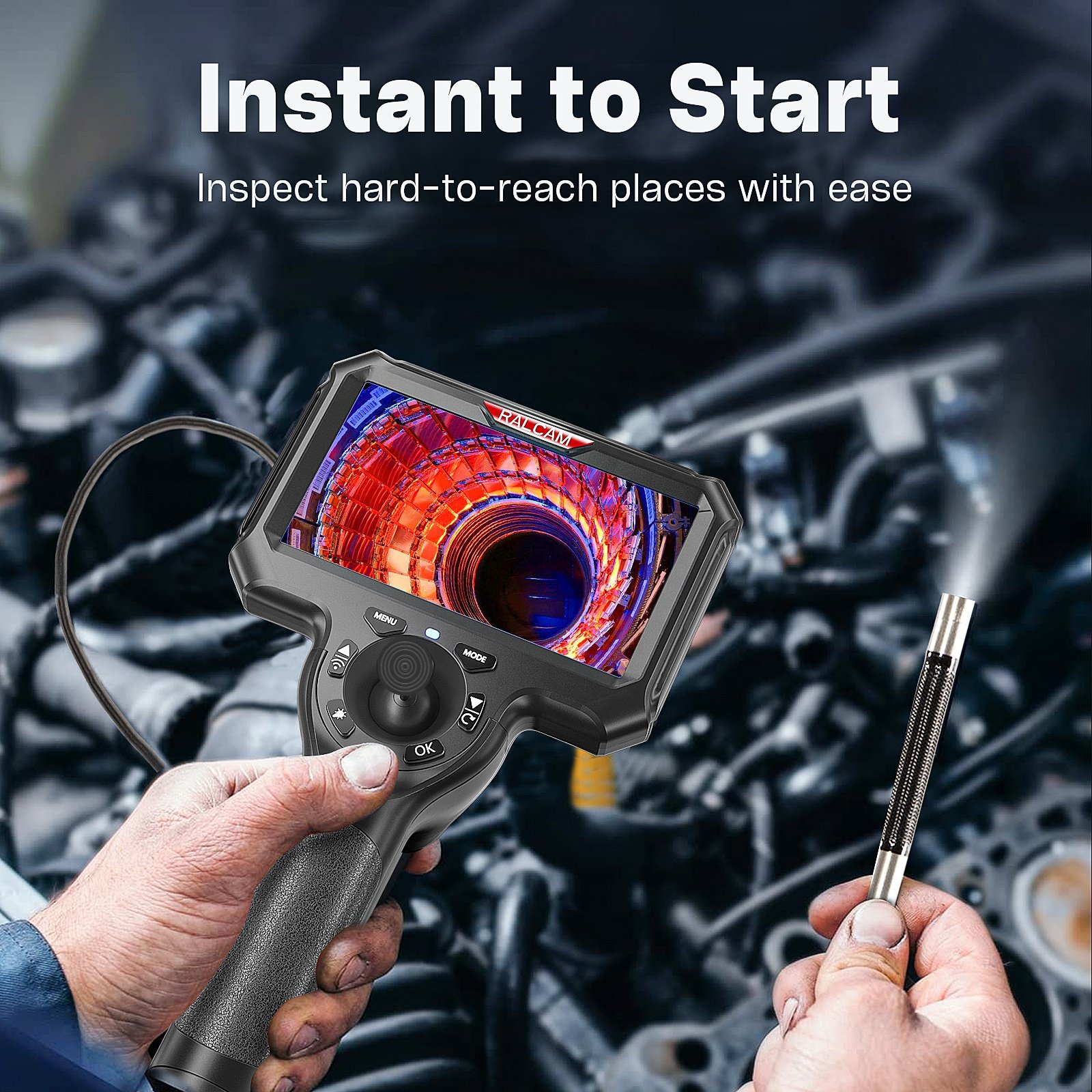 Hot Selling 3.9Mm 1M Cable Endoscope Camera Inspection Ip67 Waterproof 4 Way 360 Degree Rotate Car Borescope