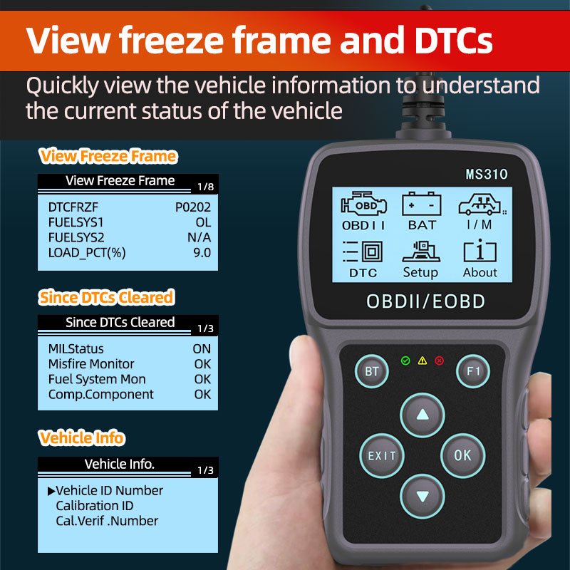 New MS310 BT OBD2 EOBD Scanner Car Diagnostic Tool Engine Diagnosis Battery Tester Full System Scanner for OBD 2 Protocol Cars