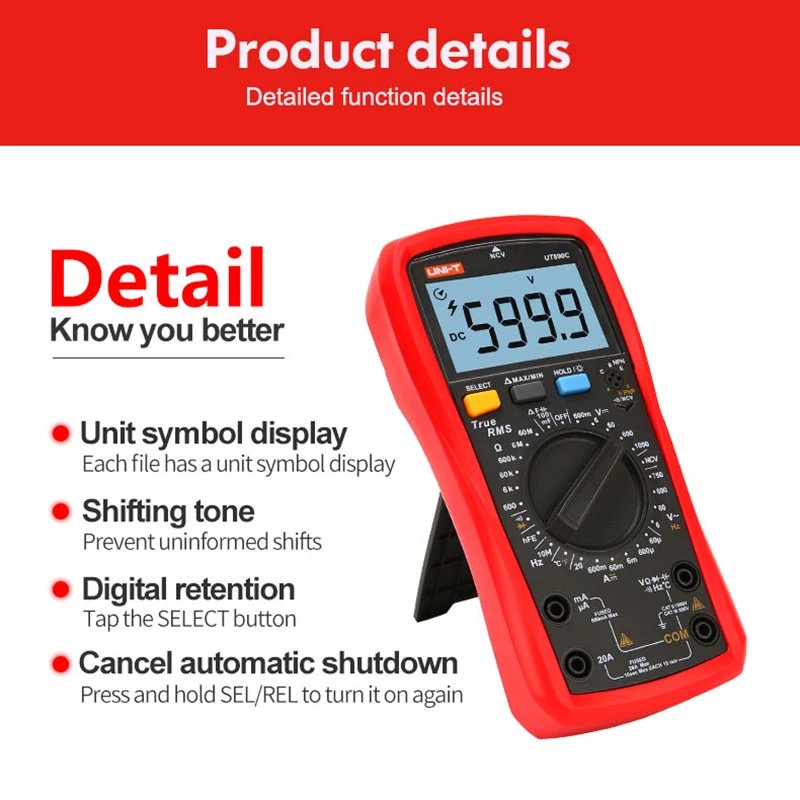 UNI T Digital Multimeter UT890C D+ 6000 Counts Manual Frequency Temperature Voltage Ammeter AC DMM Capacitor Tester NCV