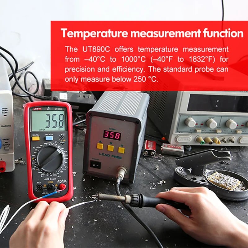 UNI T Digital Multimeter UT890C D+ 6000 Counts Manual Frequency Temperature Voltage Ammeter AC DMM Capacitor Tester NCV