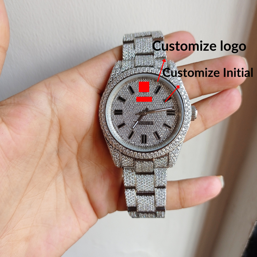 Hip Hop Premium Quality Diamond Bust Down Watch for Men/ Tester Passed Diamond Iced Out Watch Luxury Custom Watch