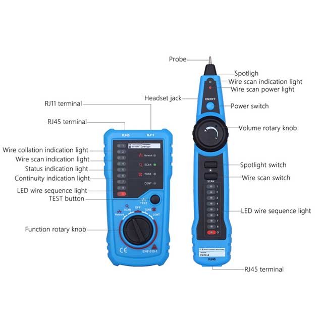 FWT11 RJ45 RJ11 Telephone Wire Tracker Network LAN TV Cable Electric Line Finder Tracker