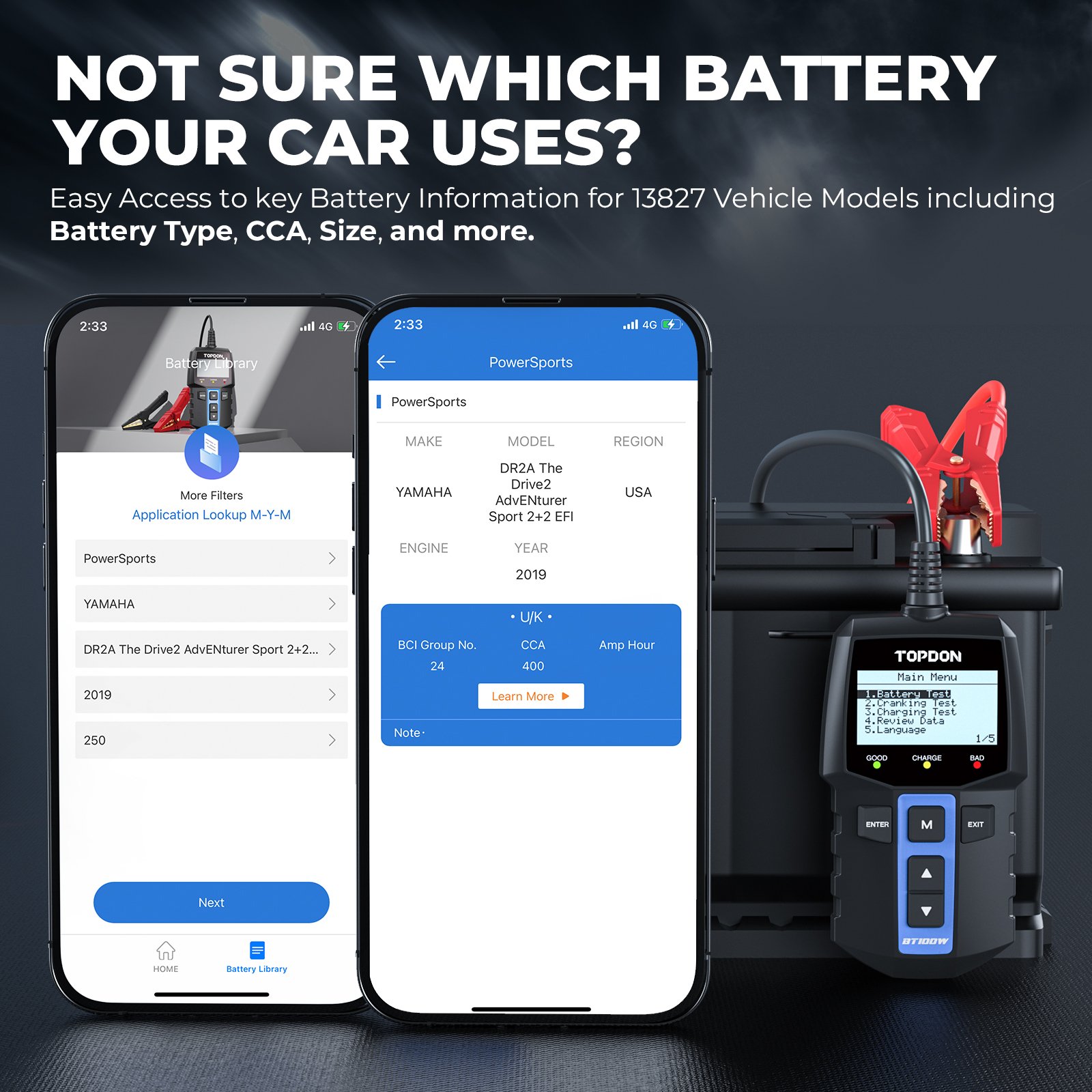 TOPDON BT100W New Arrival 12V Automotive Vehicle Lead Acid Car Battery Load Capacity Tester Analyzer