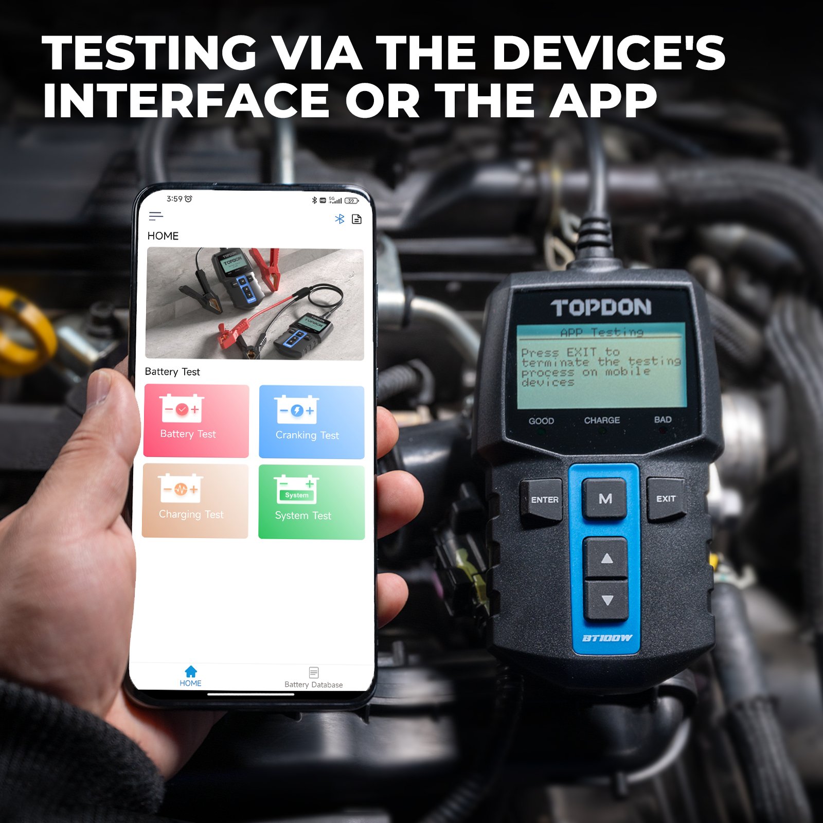 TOPDON BT100W New Arrival 12V Automotive Vehicle Lead Acid Car Battery Load Capacity Tester Analyzer