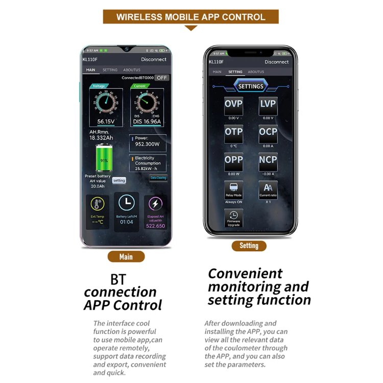JUNTEK KL110F KL140F KL160F Battery Capacity Tester High Precision Bluetooth Coulomb Counter LCD Display Voltmeter Ammeter