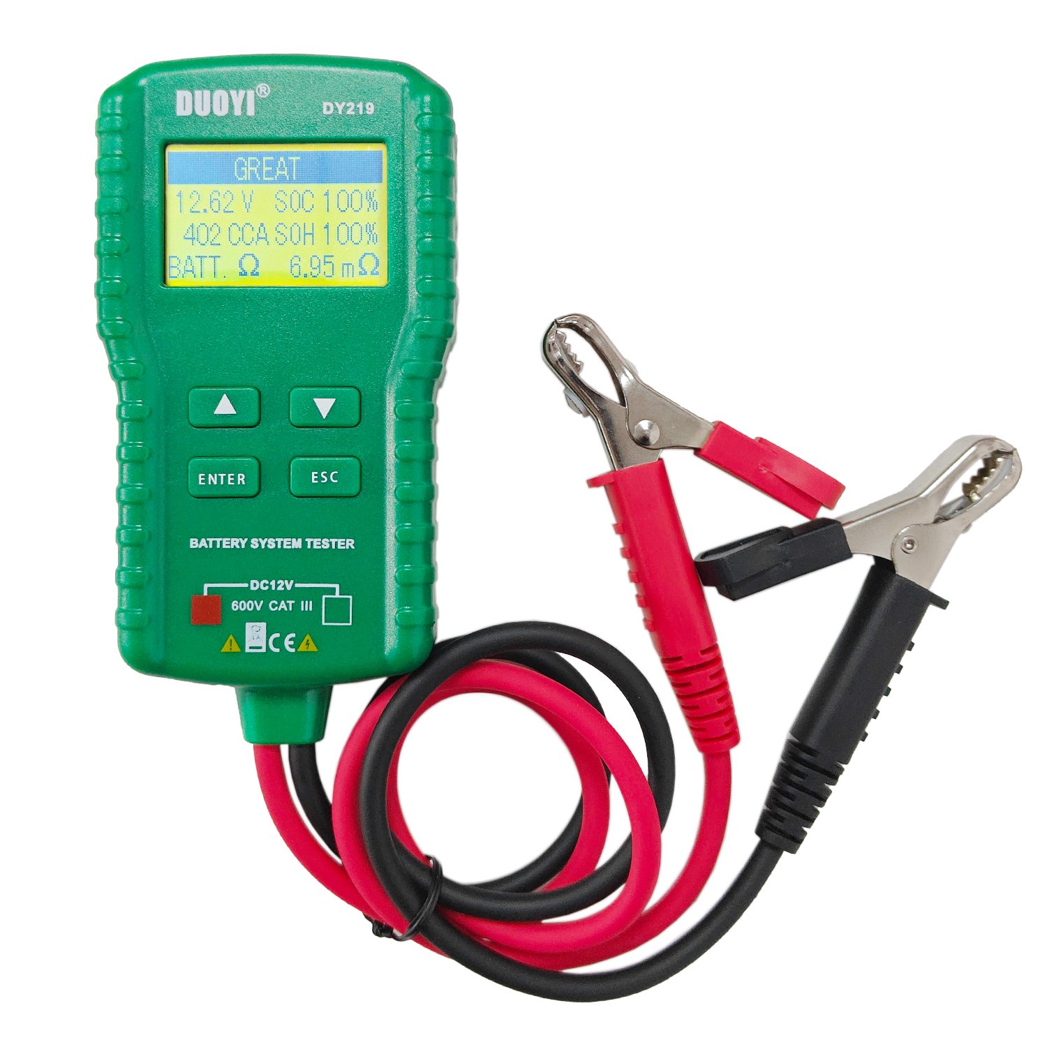 Battery Tester for 12V Batteries, 30AH-250Ah Capacity Detection Instrument for Submerged-Type, EFB, AGM Flat Plate, AGM , Gel,