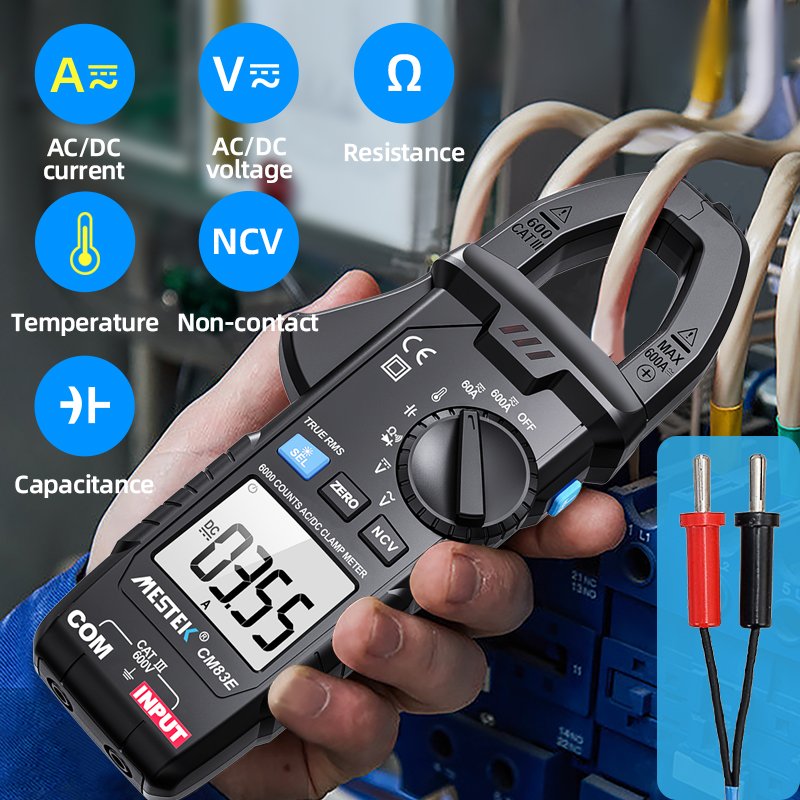 Digital Clamp Meter 6000 Counts 200A AC DC Clamp Meter Smart Range NCV Digital Ammeter Electrical Frequency Tester Clamp Meter