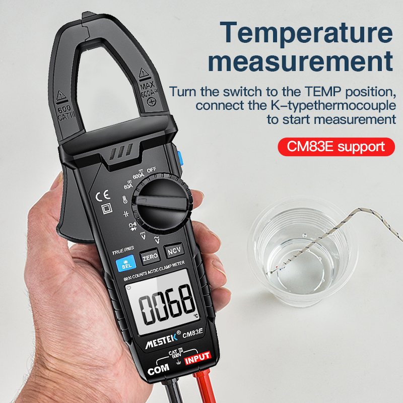 Digital Clamp Meter 6000 Counts 200A AC DC Clamp Meter Smart Range NCV Digital Ammeter Electrical Frequency Tester Clamp Meter