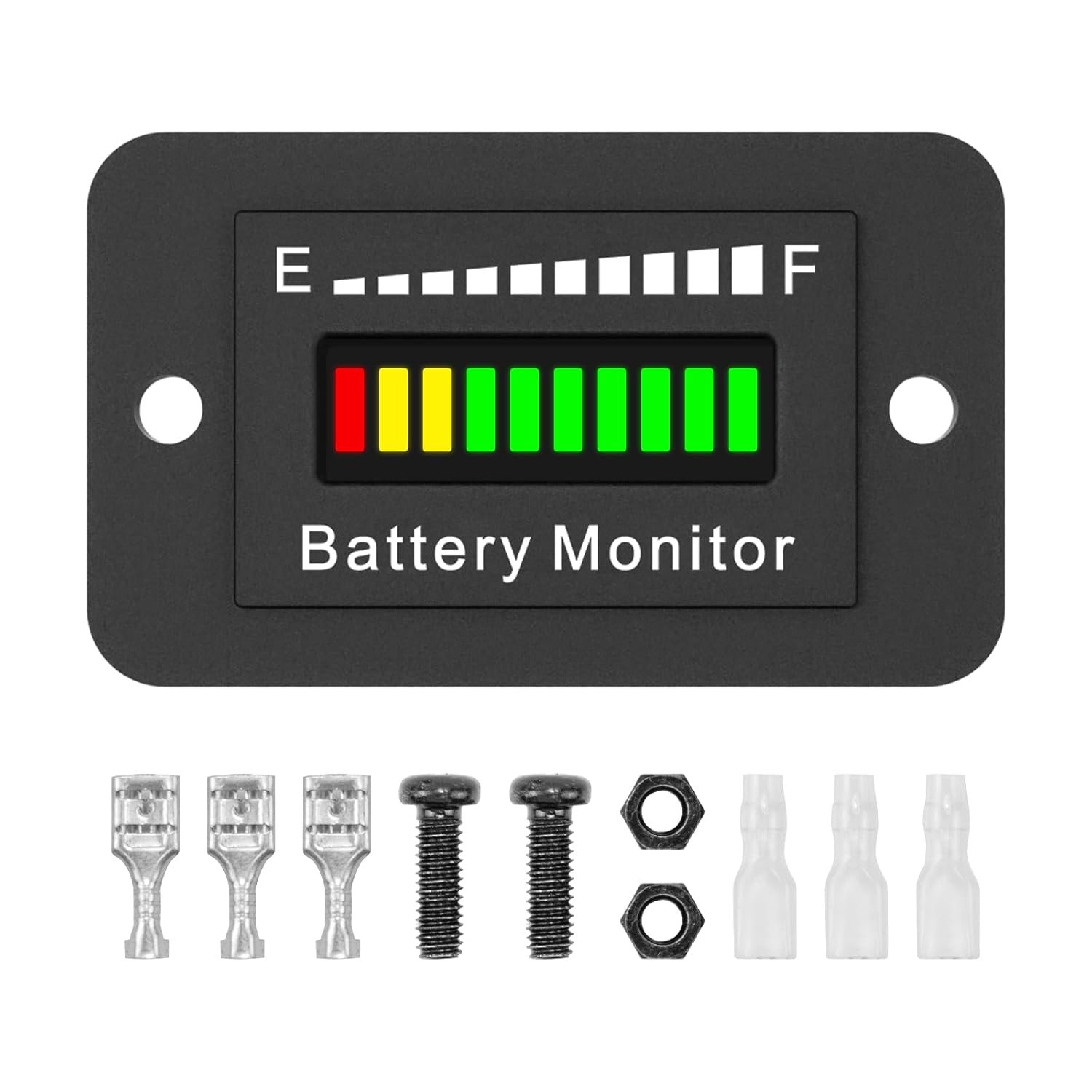 12V 24V 36V 48V 60V 72V LED Battery Monitor Meter Battery Fuel Gauge Indicator Lead-Acid & Lithium ion Battery Tester for Car