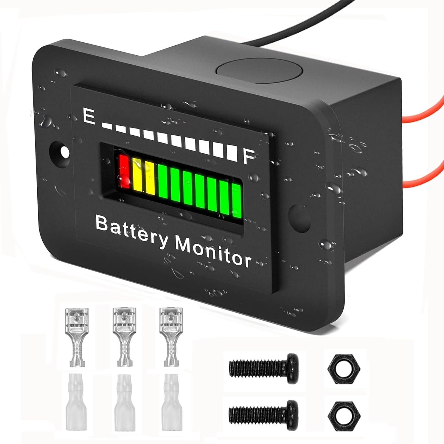 12V 24V 36V 48V 60V 72V LED Battery Monitor Meter Battery Fuel Gauge Indicator Lead-Acid & Lithium ion Battery Tester for Car