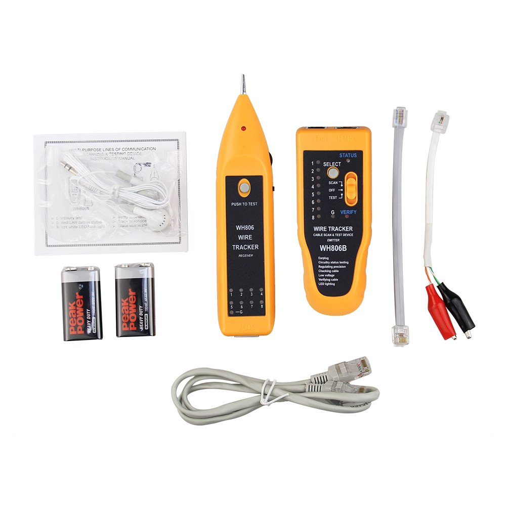 RJ45 RJ11 Multifunction Electric Wire Tracker Cable Tracer Wire Testers for Network and Breakpoint with LED&earphone