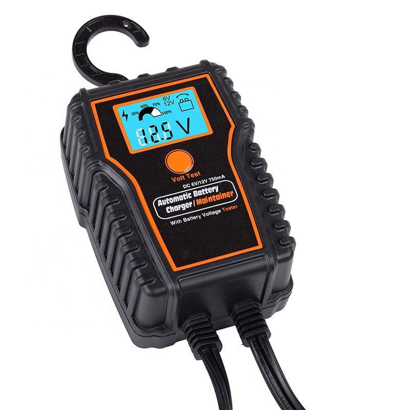 New 12V Automatic Powersports Battery Charger Smart 12 Volt 750mA LCD Display Electric Float Chargers Motorcycle ATV New