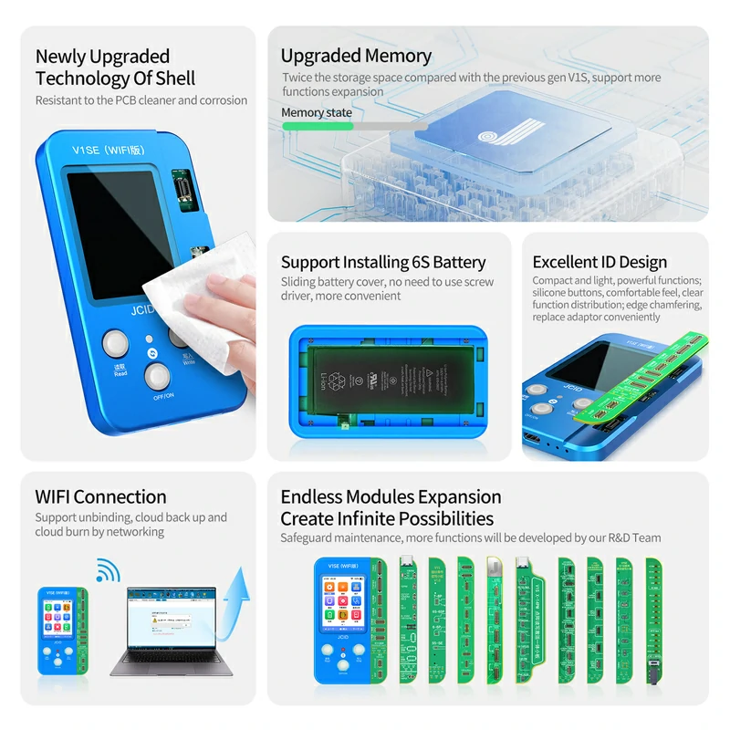 JCID V1SE Programmer Repair Tester For iPhone Battery/True Tone/Face ID/ Rear/Front Camera/Earpiece Testing Recovery Tool