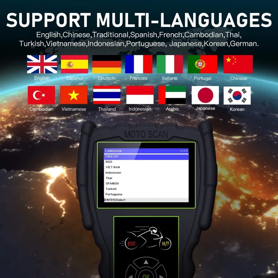 Full function Multi-Language OBD OBD2 Scanner Tools Motorbike Diagnostic M100 universal scan tools Motorcycles for jdiag