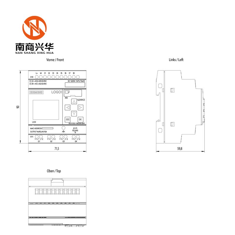 New Original 6ED1052-1MD08-0BA1 PLC CPU Series For LOGO! 8.3 Relay Output Ethernet Network 8 Input