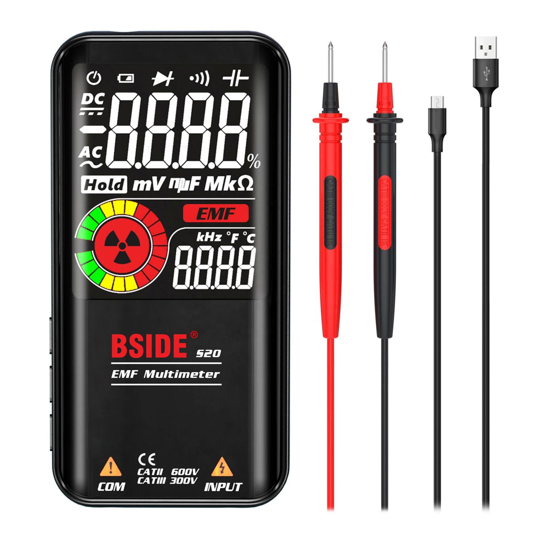 BSIDE S20 Profesional Digital Multimeter Intelligent Large Screen Electromagnetic Radiation Multimeter Tester
