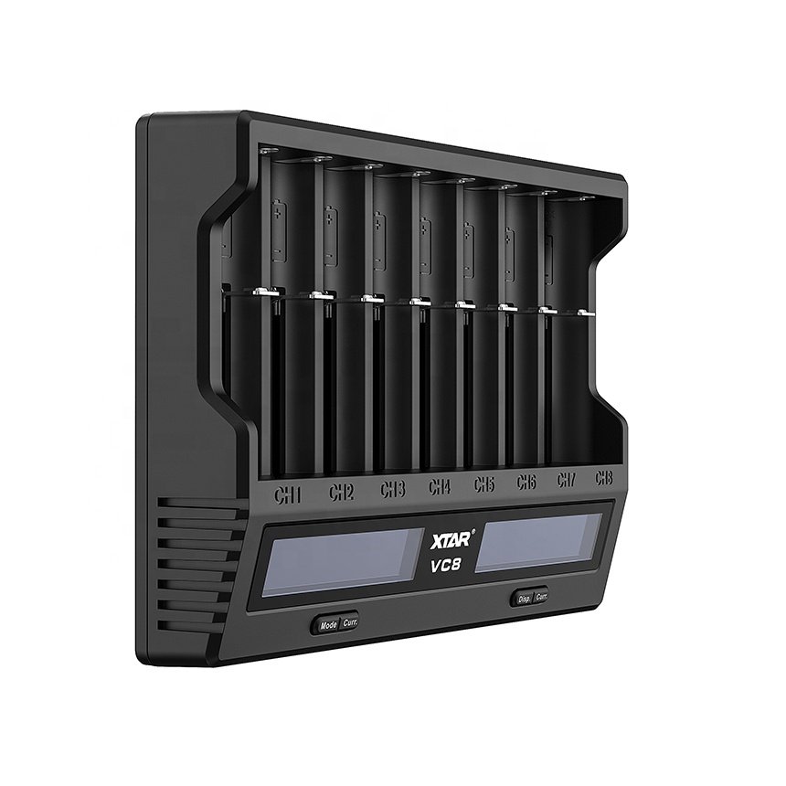 XTAR VC8 Universal Smart AA AAA Ni-MH Ni-CD 3.7v Li ion 14500 16340 26650 21700 8 slot 18650 Battery Charger Capacity Tester