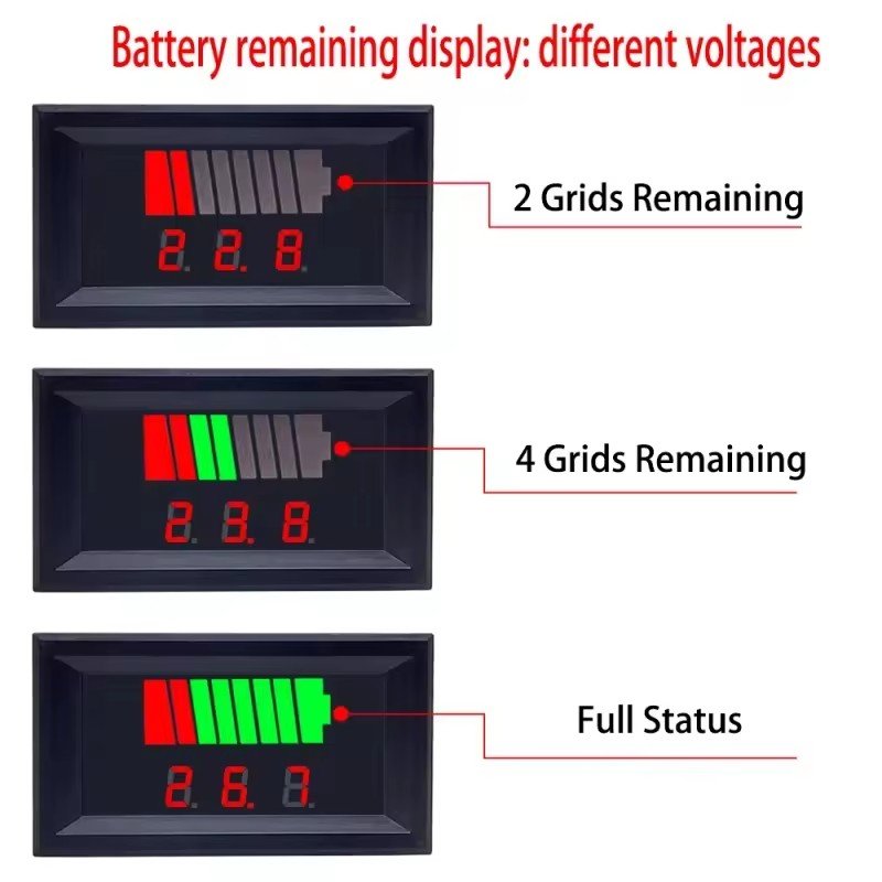 Car Battery Charge Level Indicator 12V 24V 36V 48V 60V 72V Lithium Battery Capacity Meter Tester Display LED Tester Voltmeter