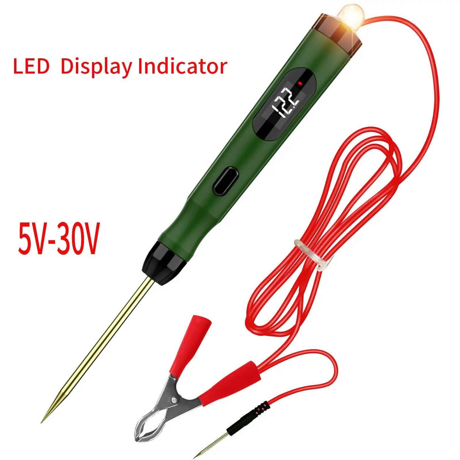 Factory Multi-function Power Test Pen 5-30V DC Electrical Digital LED Automotive Test Pencil Bulb Alligator Clip