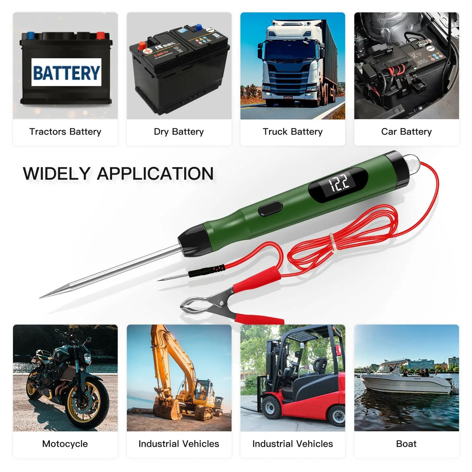 Factory Multi-function Power Test Pen 5-30V DC Electrical Digital LED Automotive Test Pencil Bulb Alligator Clip