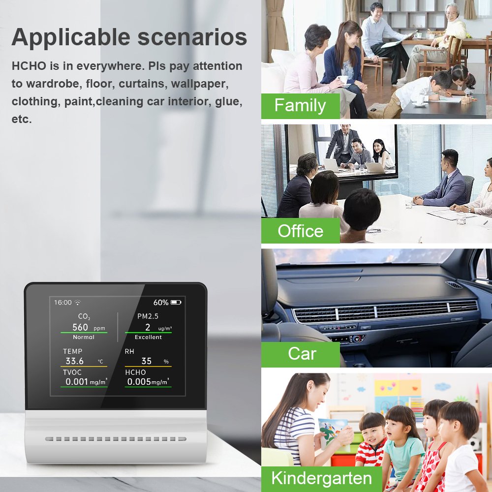 Air Quality Monitor Formaldehyde PM2.5 CO2 Tvoc Temperature And Humidity Testing Instrument High Precision Touch Screen Tester