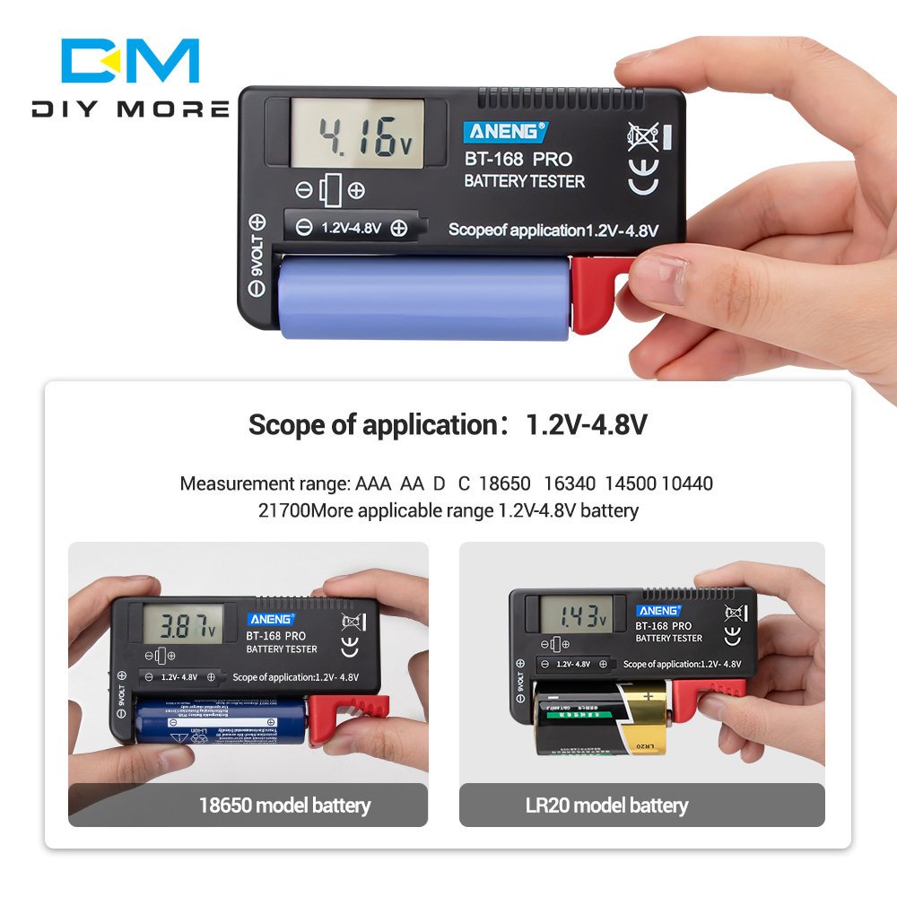 BT-168 AAA C D 9V 1.5V AA AAA Battery Tester Universal Storage Battery Capacity Detector LED Voltage Meter Voltmeter BT168 PRO