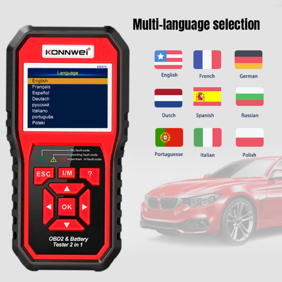 Escaner obd2 kw870 battery tester kw 870 scanner codes for 12V gasoline and diesel car