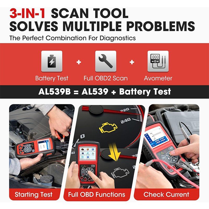 Battery Tester Avometer Full OBDII Diagnosis and Circuit Starting Charging Systems Test Code Reader Scanner