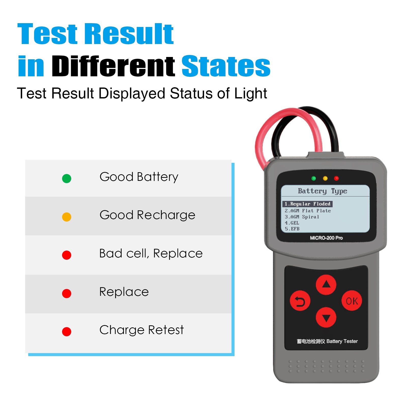 Digital MICRO-200 Pro 12v car motorcycle battery test 12v 24v battery system tester
