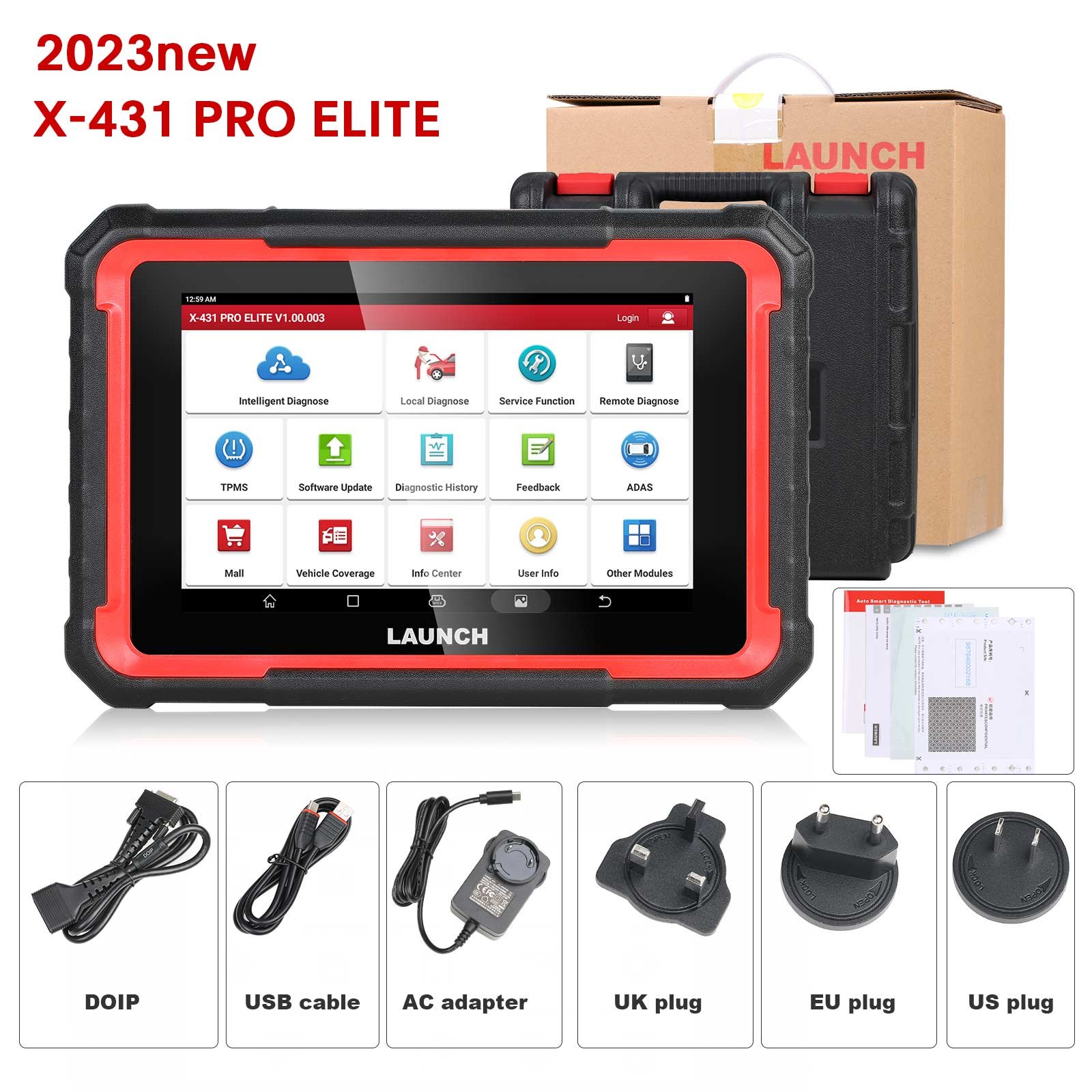 New Launch X431 PRO ELITE Auto Full System Car Diagnostic Tools CAN FD DOIP Active Tester OBD2 Scanner