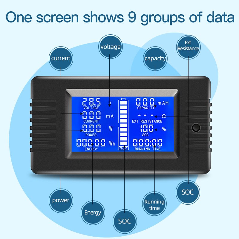 PZEM015 USB 50A Shunt High Precision LCD Digital Display Battery Tester Lithium Battery Capacity Meter For Golf Cart