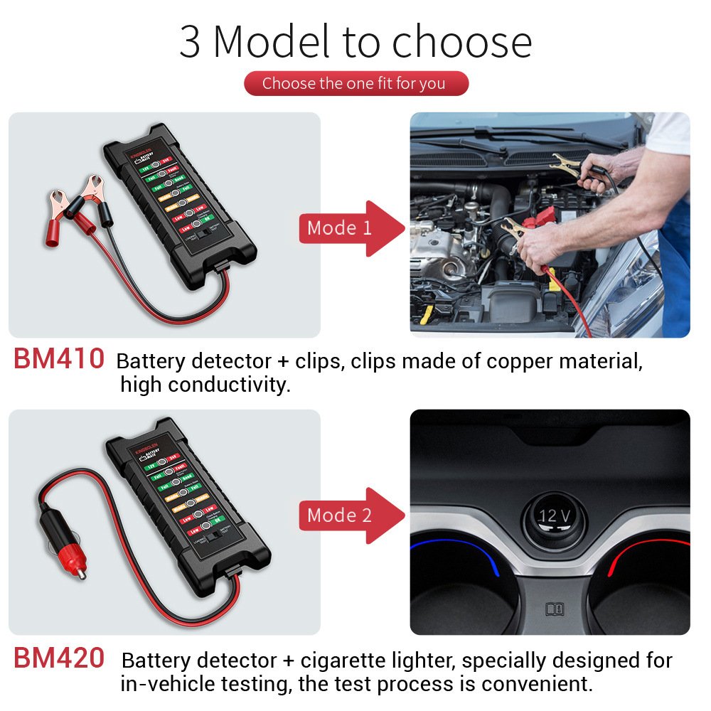 BM410 12V 24VCar Battery Tester Charging Loading Check Car Battery Tester Diagnostic Tool Alternator Test For Diesel Gasoline